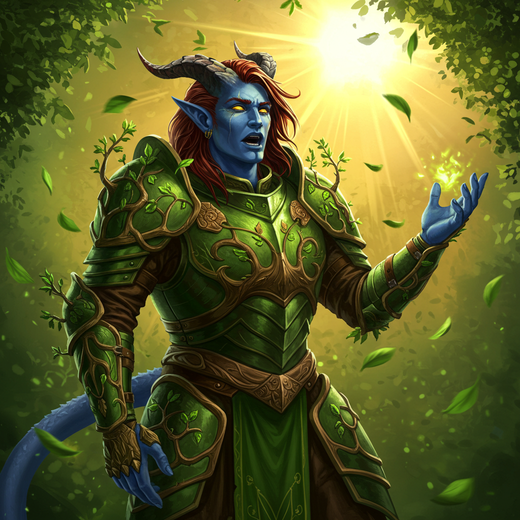 blue tiefling oath of ancients paladin2