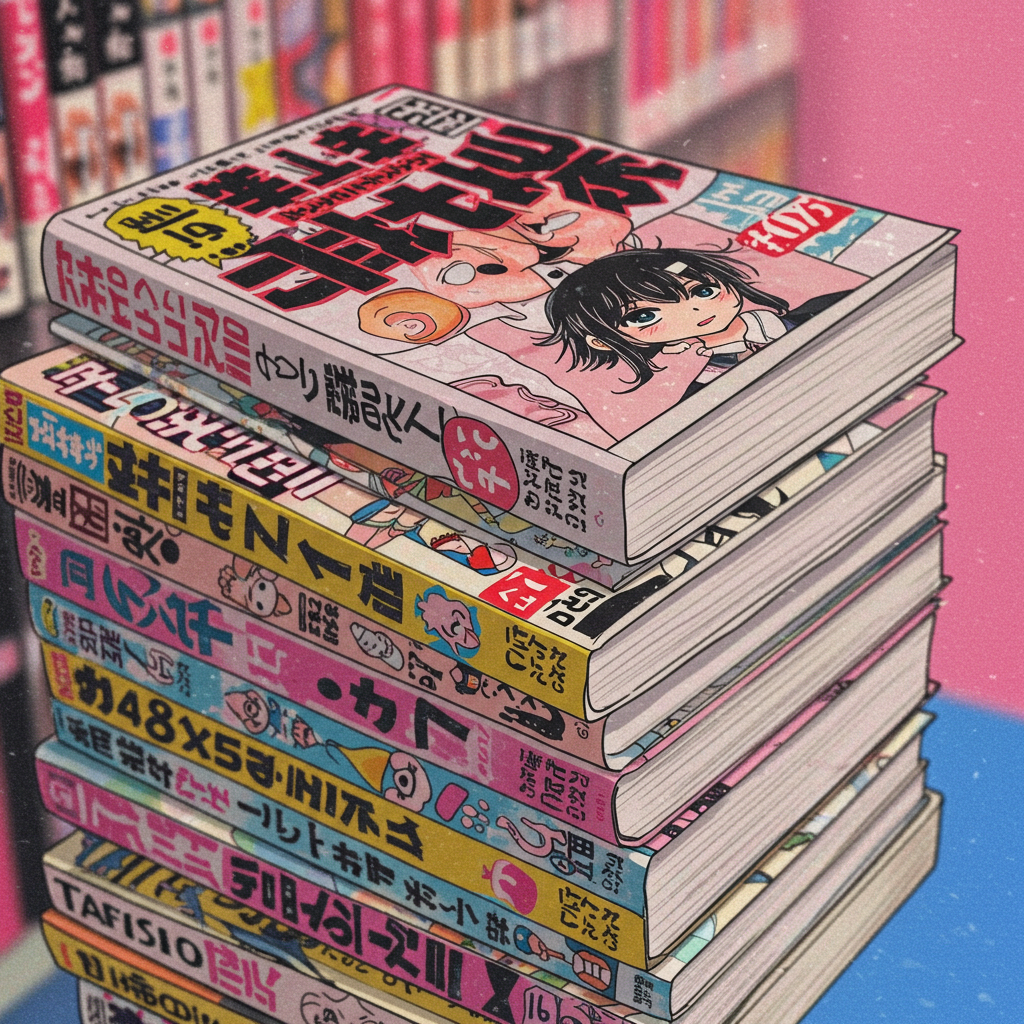 stack of japanese manga